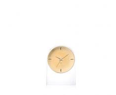 Kartell Air du Temps Horloge de Table en Plastique, Plastique, Kristallklar/Gold, 21.5 x 8 x 30 cm