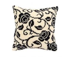 Kit coussin au point de croix Roses mystérieuses