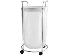 Home Panier Ã Linge, Tissu, Acier et Blanc