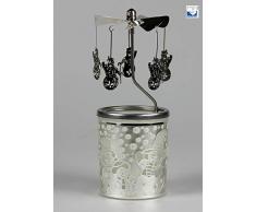 Kerzenfarm 84376 Bougeoir en Verre Motif Bonhomme de Neige Argenté 16 x 6 x 6 cm