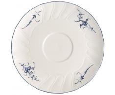 Villeroy & Boch Vieux Luxembourg Soucoupe pour bol Ã soupe avec anses, 19 cm, Porcelaine Premium, Blanc/Bleu