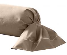Essix - Taie de traversin Royal Line Percale de Coton Taupe 43 x 190 cm