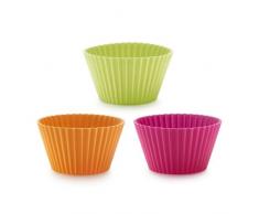 Lékué 0240102SURM033 Grand Moule a Muffin Set de 6, Silicone, Multicolore, 45x35x25 cm