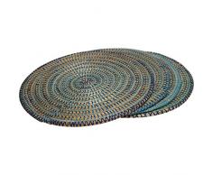 EA DÃ©co Naturel & Design 4 Sets de Table PindÃ©, Plastique, Tricolore Bleu, 40x40x1 cm