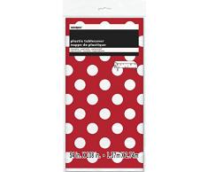 Unique Party - 50262 - Nappe - Plastique à Pois - Rouge - 2,74 x 1,37 m