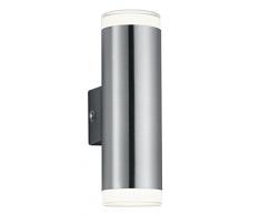 Reality Leuchten Applique murale dextÃ©rieur, mÃ©tal, intÃ©grÃ©, 4Â W, nickel mat, 8Â x 5,2Â x 16,6Â cm