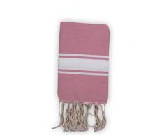 1001 Foutas Fouta Plate Rose Bonbon Rayures Blanches 100% Coton