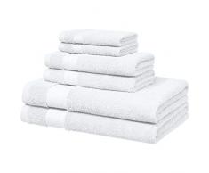 AmazonBasics Performance Serviettes de toilette - 2 serviettes de bain, 2 essuie-mains et 2 gants de toilette, Blanc
