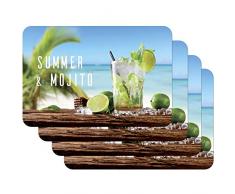 Venilia Set de table COCKTAIL LIME, 45 x 30 cm, 4 pcs, antidérapant résiste à la chaleur et fait, Polypropylène, 59089