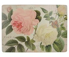 Creative Tops Rose Garden Premium de Sets de Table Envers en liège, Bois, Rouge, Lot de 6