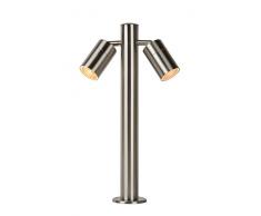 Lucide ARNE-LED - Borne Exterieur ExtÃ©rieur - Ã 6,3 cm - LED - GU10 - 2x5W 2700K - IP44 - Chrome DÃ©poli