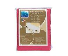 Nuit des Vosges Cotoval Drap Housse Tête et Pied Relevable Coton Framboise 180 x 200 cm