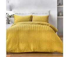 Serene Seersucker Parure de lit, 52% Polyester, 48% Coton, Ocre, Simple