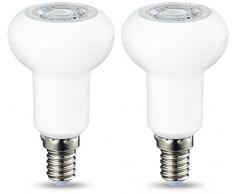 AmazonBasics Spot LED E14 R50, avec culot à vis et lentille réfléchissante, 3.5 W (équivalent ampoule incandescente de 40W), blanc chaud, dimmable - Lot de 2