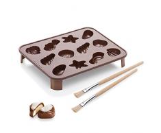 Tescoma Delicia Choco Moule Ã pralines, 2Â pinceaux, Silicone, Marron, 15,8Â x 3.4Â x 19Â cm
