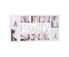 Relaxdays Cadre photos pêle-mêle 10 photos Galerie mur cadre mural Family famille HxlxP: 36,5 x 72 x 2 cm, blanc
