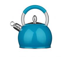 Premier Housewares 0505128 Bouilloire Sifflant Acier Inoxydable Bleu, 2.4 Litre