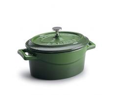 Pentole Agnelli Slowcook Casserole Ovale avec 2 poignÃ©es, en Fonte 0.4 litri Vert
