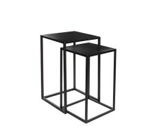 MICA Decorations Goa Tables Basses, MÃ©tal, Noir, H 55 & 48 cm