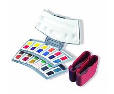 Pelikan Boîte De Couleurs Aquarelles DÃtudes 725 D/24, 24 Couleurs, 2 Gobelets à Eau, avec Palette Mélange (807727/721894)