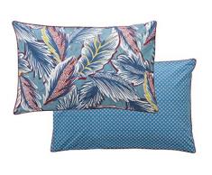 Blanc des Vosges Djakarta Taie Rectangle, Coton, Turquoise, 50 x 75 cm