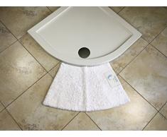 Cazsplash Petit Tapis de Douche Arrondi en Quart de Cercle, Coton, Blanc, Small