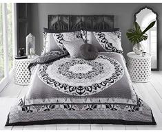 PIERIDAE Sleep Down Paisley Mandala Housse de Couette + taies doreiller Gris, Coton Polyester, Motif Cachemire Gris, Simple