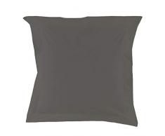 Essix - Taie doreiller Royal Line Percale de Coton Anthracite 50 x 70 cm