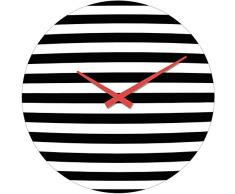 BUVU vm13av030b Horloge Murale, Verre, Blanc/Noir, 34Â x 34Â x 3Â cm