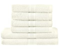 NatureMark nM-hT0901 Serviette essuie-Mains 6 piÃ¨ces avec 2 draps de Bain 70 x 140 cm et 4 Serviettes 50 x 100 cm Natur/Creme
