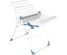 Herby 3064 SÃ©choir Ã Poser Semi-Automatique 15 mÃ¨tres livrÃ© avec Filet Pinces Ã Linge Acier ThermoplastifiÃ©/ThermolaquÃ© Blanc/Bleu