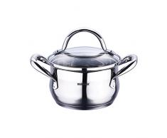 Bergner Gourmet - Casseroles acier inoxydable avec couvercle 16x9.5 cm 1.7l bon pour linduction