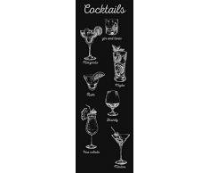 DECORATION adhésive pour CUISINE et réfrigérateurs Verres de Cocktails sur Fond Noir Autocollant, Polyvinyle, Noir, 59,5 x 0,1 x 180 cm