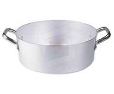 Pentole Agnelli Casserole Basse en Aluminium dotÃ©e de 2 poignÃ©es en Acier Inoxydable - argentÃ© 20Â cm Argent