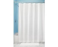 InterDesign Decorative Poly Blend rideau de douche - rideau baignoire en polyester et coton de 183 -0 cm x 183 -0 cm - blanc