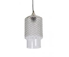 Luminaire Bella, suspension verre, 60 W, transparent/laiton, ø 15 x H 30 cm