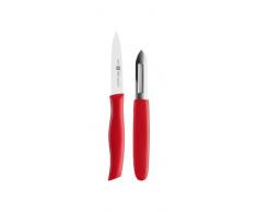 ZWILLING 38634-000-0 Jeu de Couteaux avec Ãplucheur, Acier Inoxydable, Argent/Rouge, 48 x 38 x 28 cm