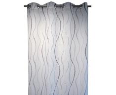 sans CV00112-650 Voilage Brodé Polyester Gris 140 x 250 cm