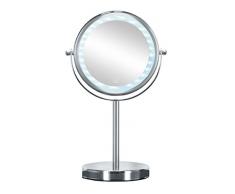 Kleine Wolke Bright Mirror Miroir grossissant Bureau LED 2 Faces, métal, Chrome, 17.5 x 12 x 29.5 cm