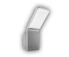 GEV LED Applique Murale Extérieure Freya, tête de lampe inclinée, éclairage IP 54, 570 lm, 3000 K, Blanc chaud, aluminium, 9,5 W, gris argenté, 16,5 x 10 x 25,6 cm