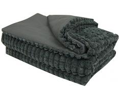 Plaid POPCORN - fantaisie à relief - 100% POLYESTER - OURSON - Gris U0 - 125 x 150