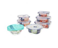 Set en verre hermÃ©tique 7 piÃ¨ces 0,38 + 0,76 + 0,82 + 0,92 + (2 x1,22) L + 1 ensaladera 17cm