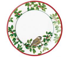 Caspari avec Oiseaux chanteurs Winter Assiettes Plates, Multicolore, Lot de 8