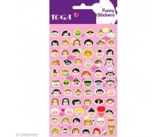 Toga SFG13 Têtes rigolotes filles et garçons Planche de sticker Plastique Multicolore 9,5 x 18,5 x 0,2 cm