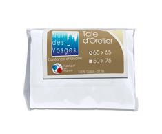 Nuit des Vosges 2094626 Cotoval Taie dOreiller Uni Coton Blanc 65 x 65 cm