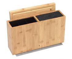 WMF - 1892034500 - Bloc Ã couteaux - 3 Ã 4 couteaux - MatÃ©riau : support Ã couteaux en bambou, acier Cromargan Edestahl - Insert de brosse en plastique