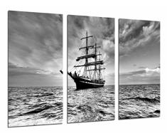 Tableau Moderne Photographique, Impression sur bois, Voilier sur la mer, bateau, 97 x 62 cm, ref. 26709