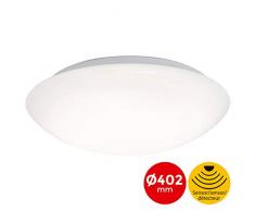 Briloner Leuchten 3362-116 Plafonnier LED avec détecteur de mouvement et capteur de lumière du jour en plastique, 20 W, Blanc, Ã40.2 cm