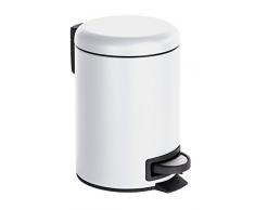Wenko 22142100 Léman Poubelle Cosmétique à Pédale Acier Inoxydable Blanc 17 x 25 x 22,5 cm 3 L