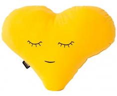 Paparajote Factory 181009 Coussin Motif Coeur Polen Coton/Polyester Jaune 50 x 37 x 14 cm